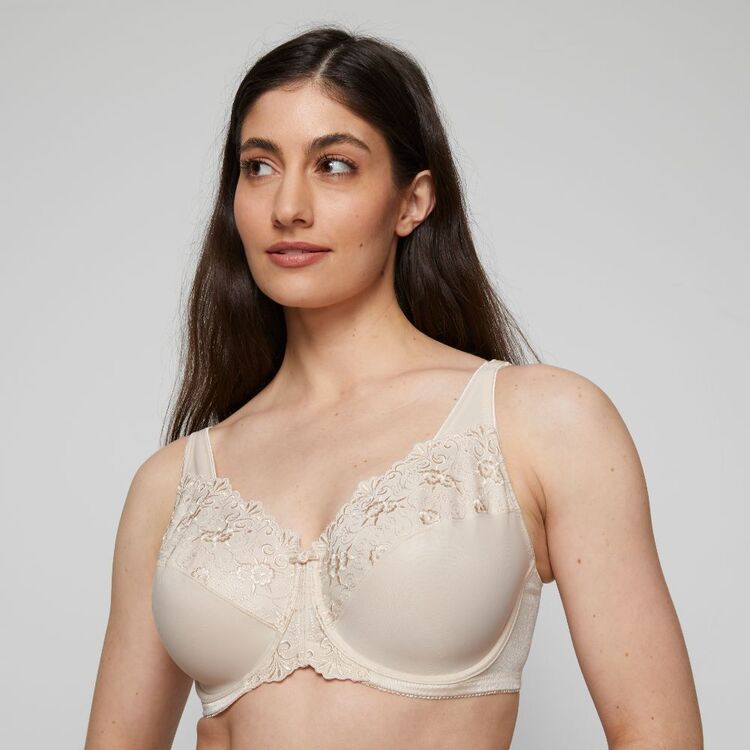 Embroidered Minimizer Wired Bra - Fawn / 12D