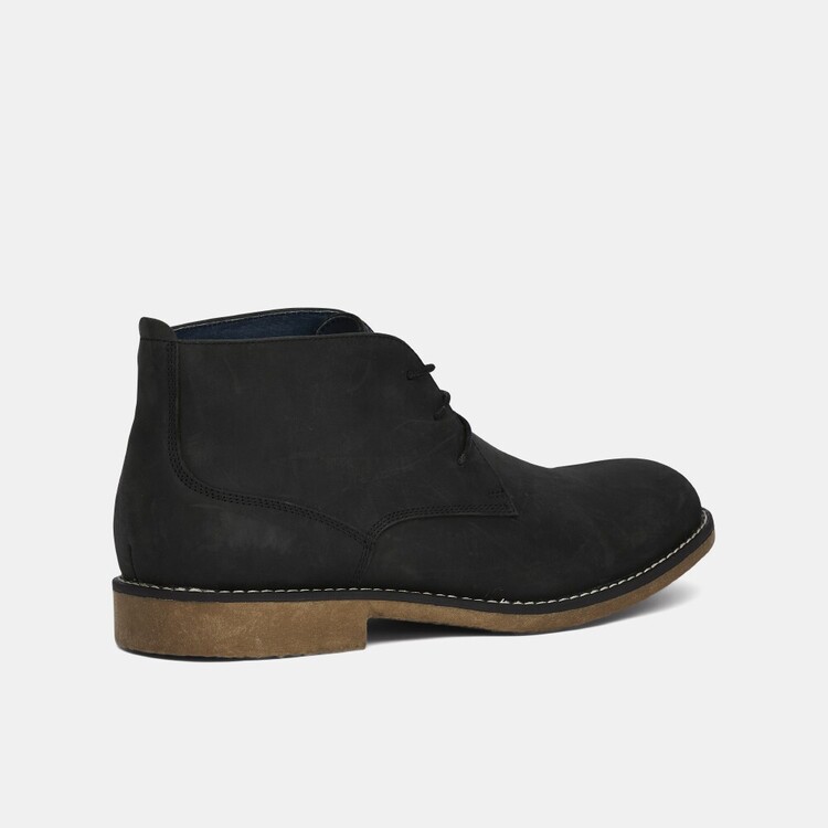 Hush Puppies Men's Thorn Suede Chukka Style Boots Black Leather