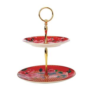 Maxwell & Williams Teas & C's Silk Road 2 Tiered Cake Stand Red