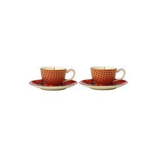 Maxwell & Williams Teas & C's Silk Road 85 ml 2-Piece Cup & Saucer Set Red