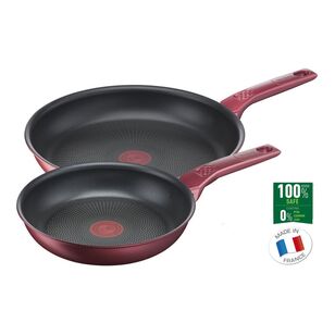 Tefal Induction Non-Stick Frypan 2 Piece Set 24/28cm Frypan In Red