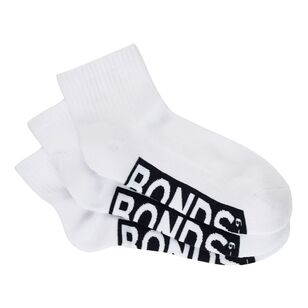 Bonds Men's Logo Quarter Crew Sock 3 Pack White