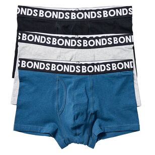 Bonds Men's Everyday Trunk 3 Pack Black & Blue Grey