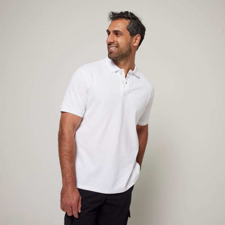 JC Lanyon Men's Double Pique Polo White