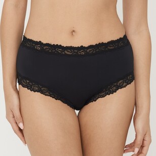 Sash & Rose Women's Micro & Lace Full Brief 3 Pack Black & Beige