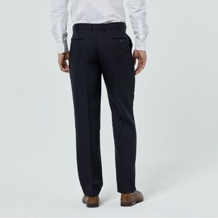 Zeds Men's Carlton Single Pleat Front Trouser with Comfort Stretch Waistband Navy