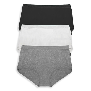 Underworks Women's Full Brief 3 Pack Black, Grey & White