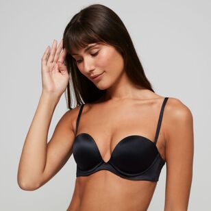 Fine Lines Women's Refined 6 Way Low Cut Strapless Convertible Bra Black