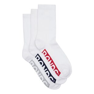 Bonds Men's Logo Crew Sock 3 Pack White