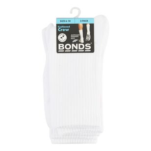 Bonds Men's Logo Crew Sock 3 Pack White