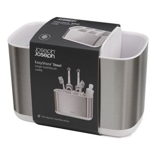 Joseph Joseph Easystore Steel Large Toothbrush Caddy Silver