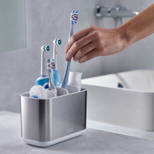 Joseph Joseph Easystore Steel Large Toothbrush Caddy Silver