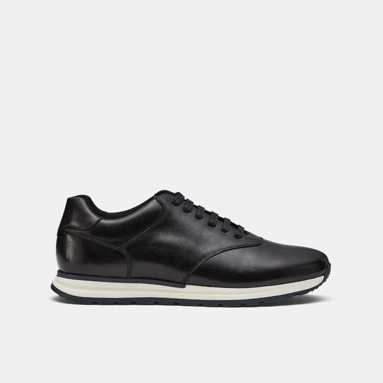 Jeff Banks Men's Contrast Outsole Leather Casual Shoe Black