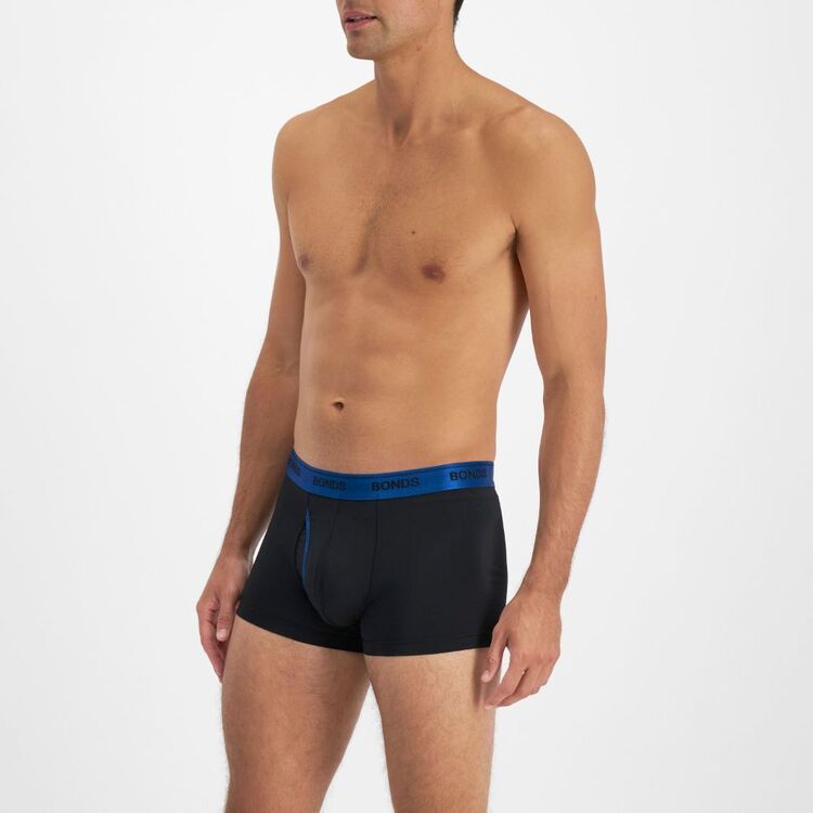 6 x Bonds Microfibre Guyfront Mens Underwear Trunks Blue/Black