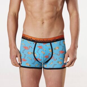 Mitch Dowd Men's Fun Flamingos Bamboo Fitted Trunk Turquoise