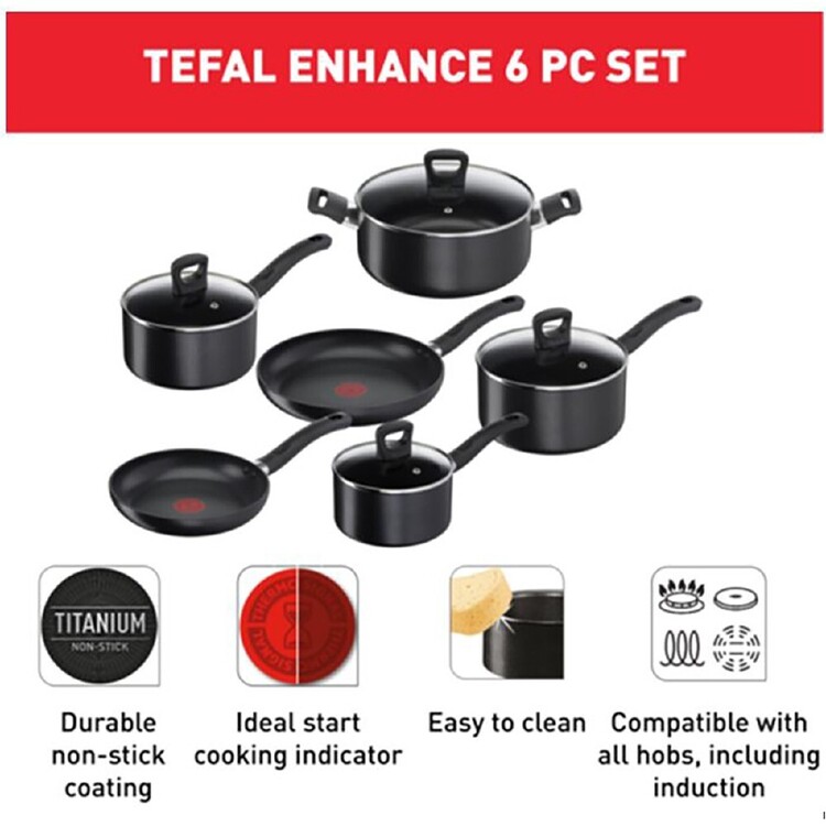 Tefal Essential Non-Stick 6 Piece Cookset - Cookware