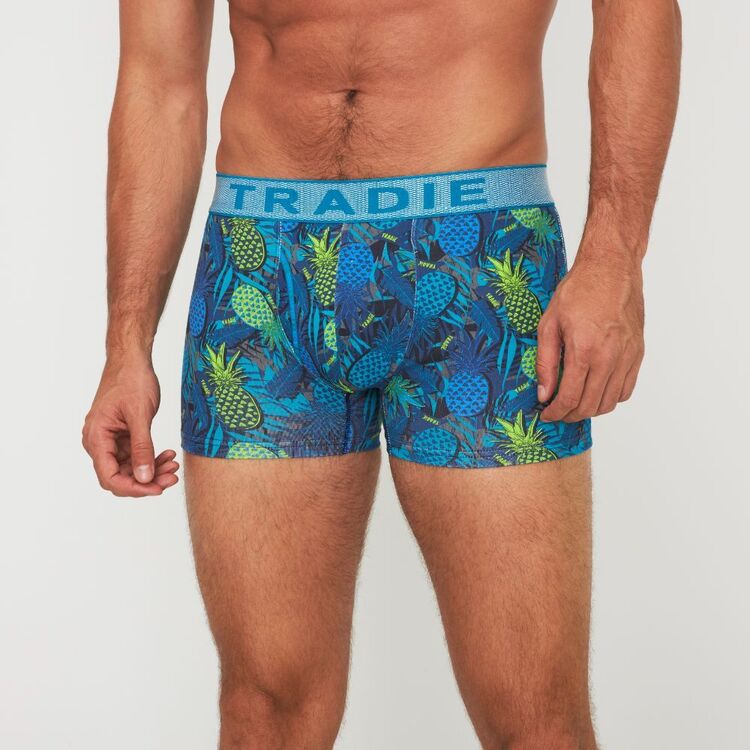 Tradie Black Men's Fly Front Fitted Trunk 3 Pack Blue