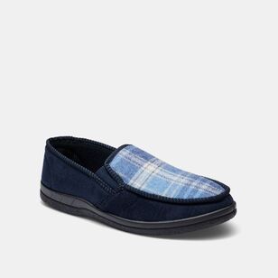 Weavers Men's Theodore Check Slipper Navy & Chalk