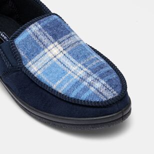 Weavers Men's Theodore Check Slipper Navy & Chalk