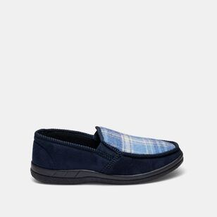 Weavers Men's Theodore Check Slipper Navy & Chalk