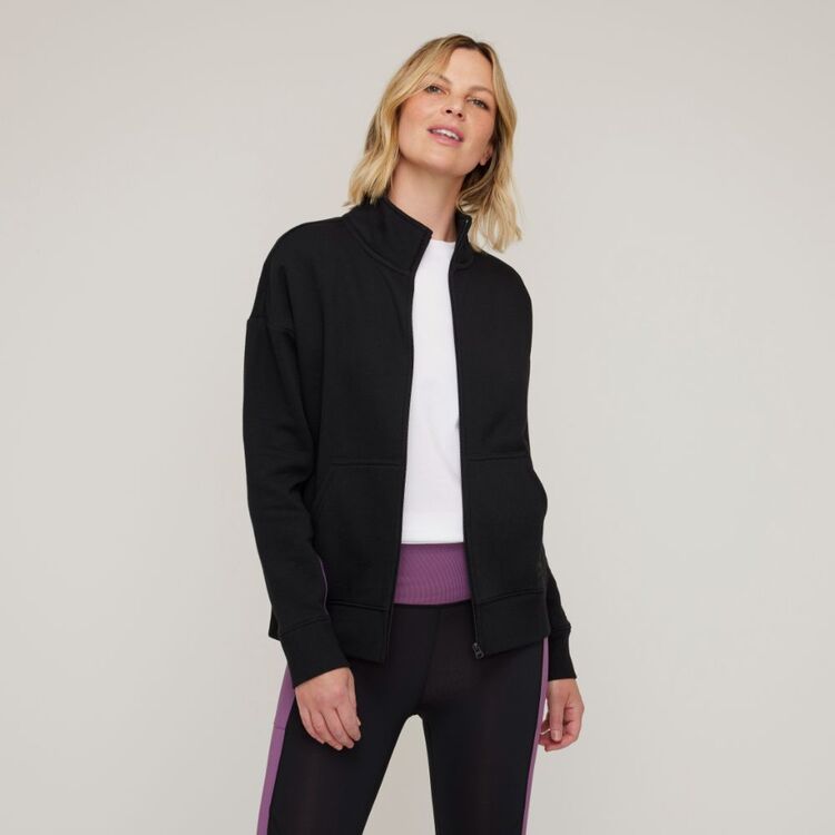 Buy WoMen'straight-Cut Full Zip Gym Jacket - Black Online