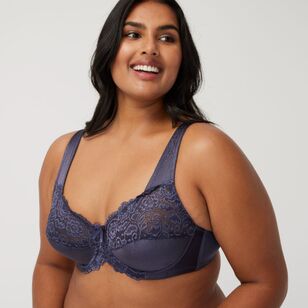 Sash & Rose Women's 2-Pack Underwire Minimiser Bra Charcoal & Blue 12F