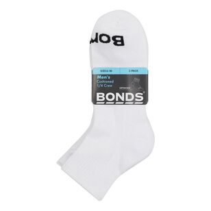 Bonds Men's Cushioned Quarter Crew Sock 3 Pack White