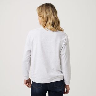 Khoko Collection Women's Star Sweat Top Light Grey Marle