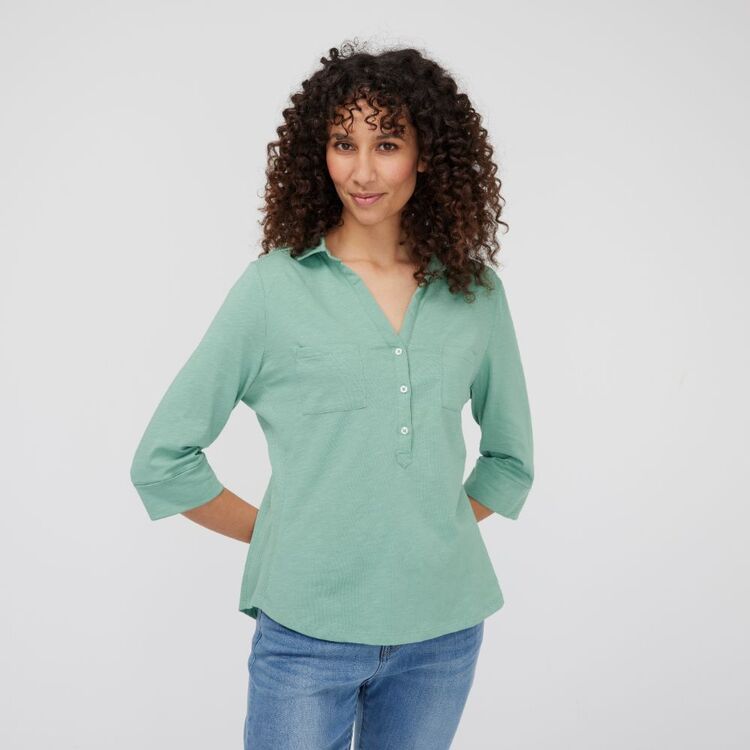 Khoko Collection Women's Cotton Classic Polo Shirt Green