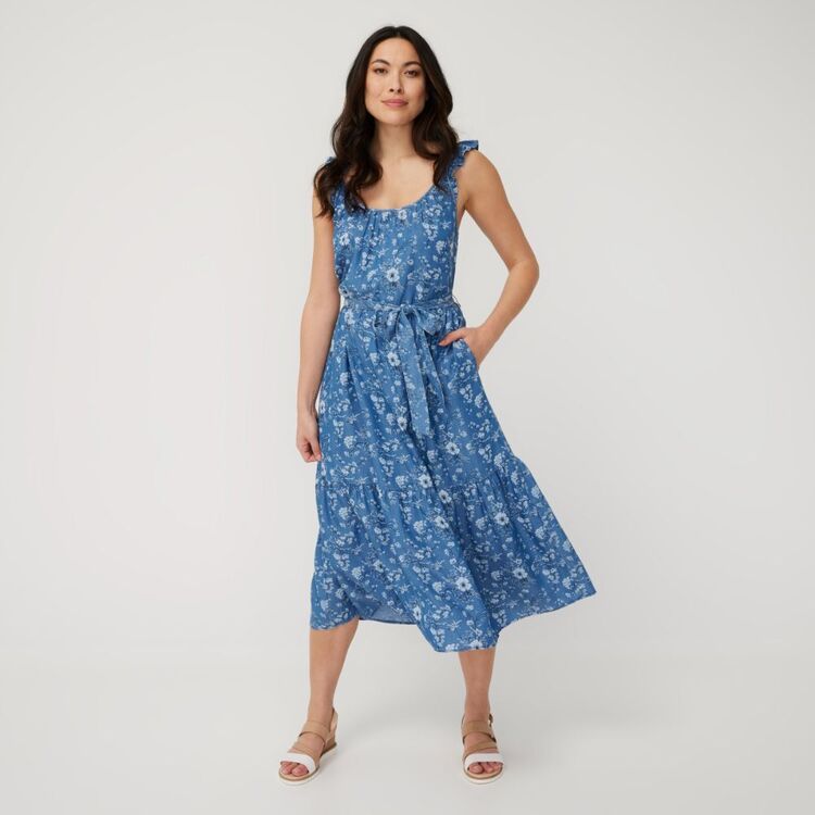 Khoko Collection Women's Tencel Tiered Dress Floral Floral