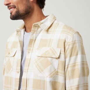 Bronson Basic Men's Fulham Printed Flannelette Shirt Natural