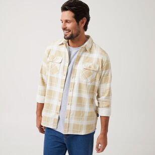 Bronson Basic Men's Fulham Printed Flannelette Shirt Natural