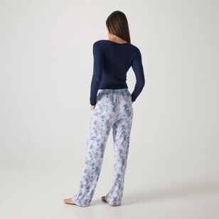 Sash & Rose Women's Supersoft Long Sleep Pant Blue & Floral