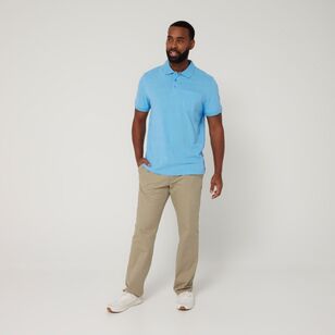 JC Lanyon Men's Textured Stripe Solid Colour Polo Light Blue