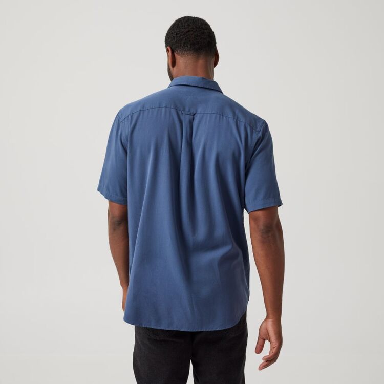 JC Lanyon Men's Dayton Tencel Blend Short Sleeve Shirt Denim