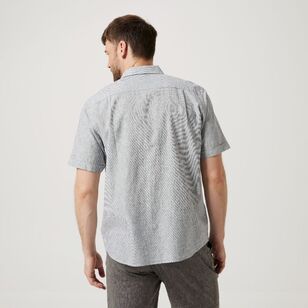 JC Lanyon Men's Austin Linen Cotton End On End Short Sleeve Shirt Navy XXL