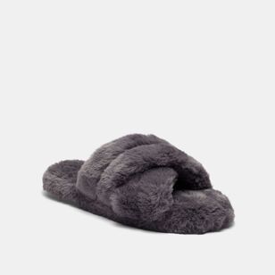 Sash & Rose Women's Gamble Fur Slipper Grey