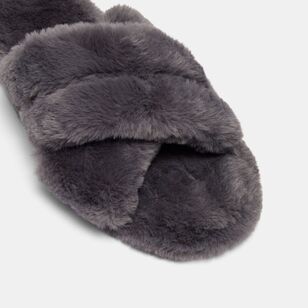 Sash & Rose Women's Gamble Fur Slipper Grey