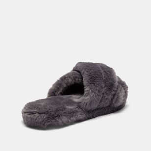 Sash & Rose Women's Gamble Fur Slipper Grey