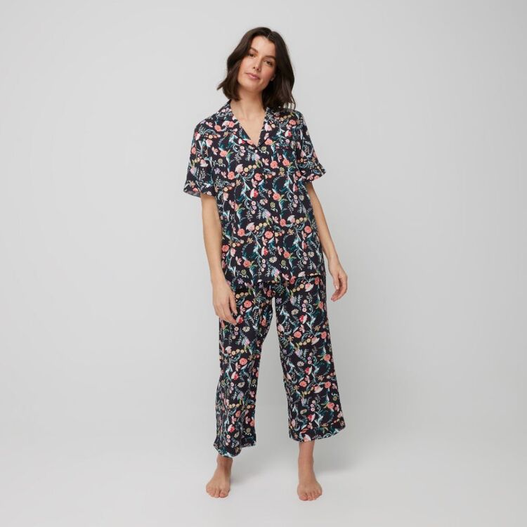 Sash & Rose Women's Woven Viscose PJ Set Floral Print