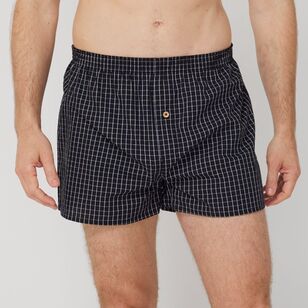 Nic Morris Men's Woven Cotton Boxers 2 Pack Black & Grey