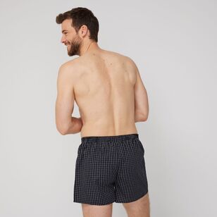 Nic Morris Men's Woven Cotton Boxers 2 Pack Black & Grey