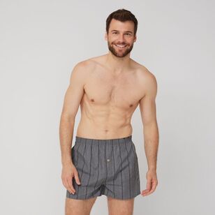 Nic Morris Men's Woven Cotton Boxers 2 Pack Black & Grey