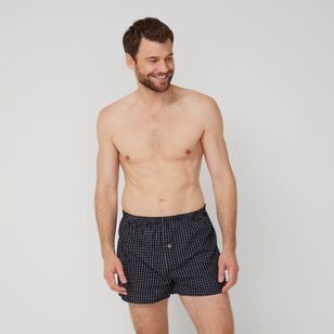 Nic Morris Men's Woven Cotton Boxers 2 Pack Black & Grey