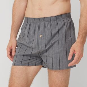 Nic Morris Men's Woven Cotton Boxers 2 Pack Black & Grey