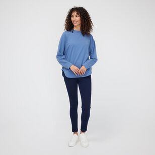 Khoko Collection Women's Curved Hem French Terry Sweat Denim