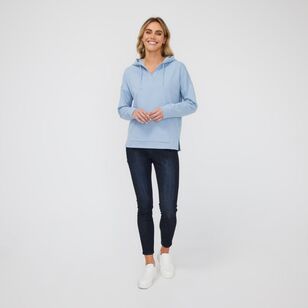 Khoko Collection Women's French Terry Hoodie Dust Blue Small