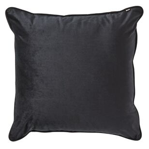 Elysian Genoa Velvet Piping Cushion Black 50 x 50 cm