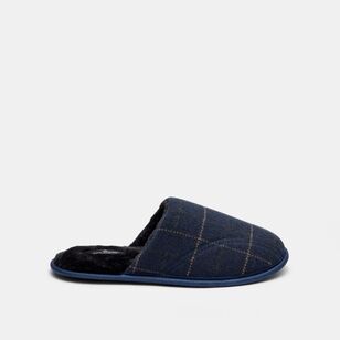 Jeff Banks Men's Fur Lined Navy Check Moccasin Navy & Chalk