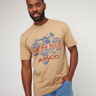 Amco Men's Custom Made Printed Tee Taupe